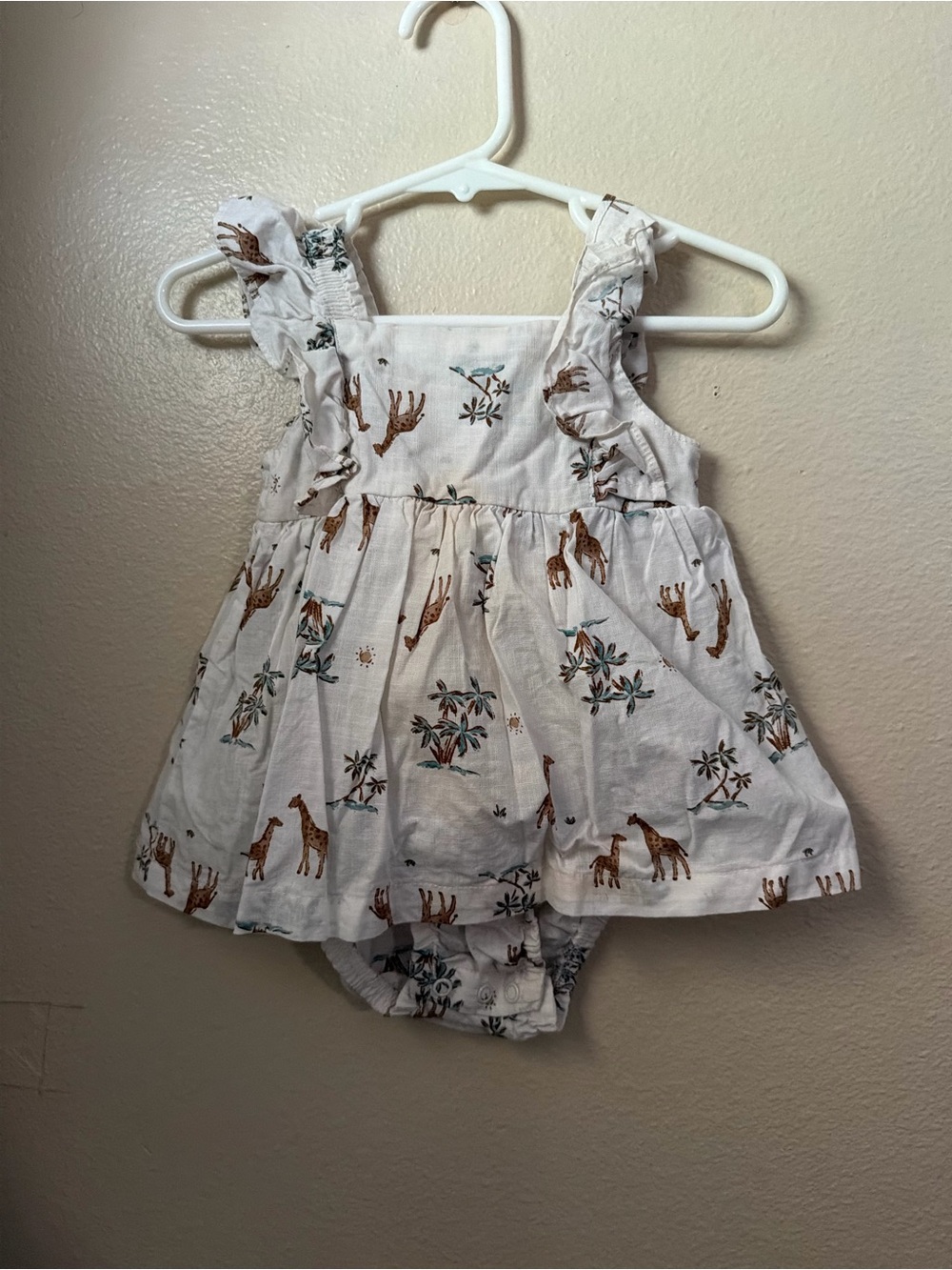 Carter's White Giraffe-Print Dress with Bloomer